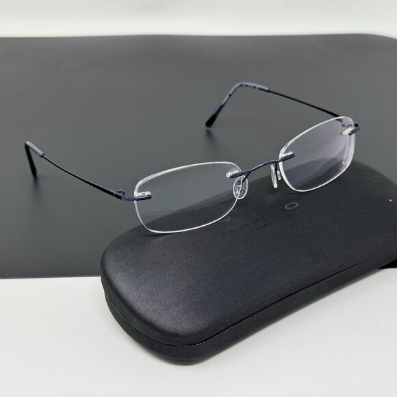 AIRLOCK Eyeglasses SEVEN SIXTY 412 Titanium 135 navy blue  bridge 21mm rimless - Picture 1 of 11